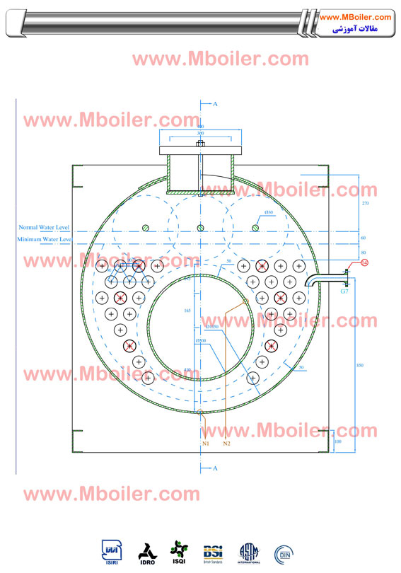 نقشه ساخت دیگ بخار 500 کیلوگرم - تولید بویلر بخار